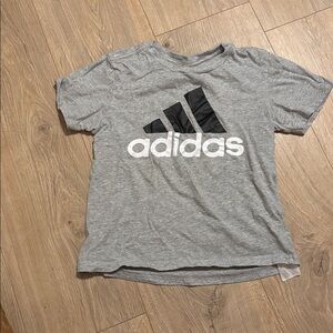 Boys Adidas Heather Gray Tee with Black and White Logo